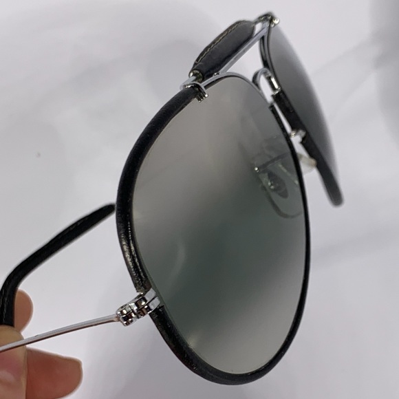 Vintage B&L Ray Ban 62mm Black Leather DGM Mirror Aviator Sunglasses - Picture 7 of 16